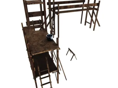 Medieval Construction Site - Low Poly 3D Model Low-poly 3D model