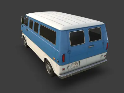 Retro Van Low-poly 3D model