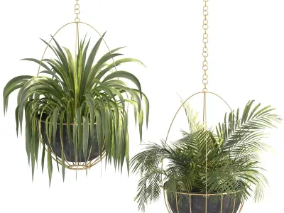 Metal Hanging Plants 05 3D model