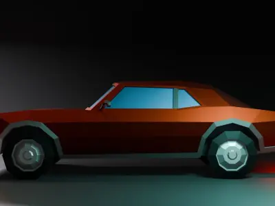 Low Poly Old Muscle Car Low-poly 3D model