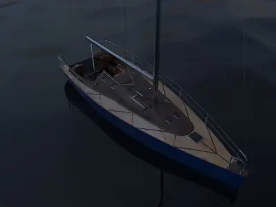 Sailboat floating in water Free 3D model