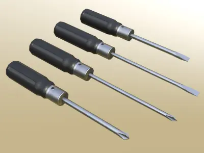 Screwdrivers Plastic Black Low-poly 3D model