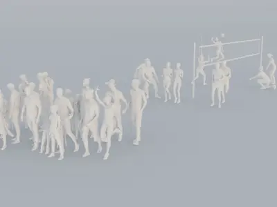 19 LP THIRTIES CASUAL SUMMER SPORT CROWDS MAN SITTING WOMAN 3D print model