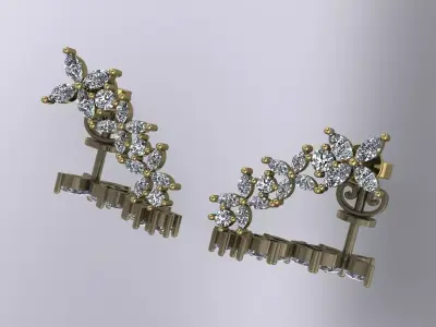 Elegant Earrings Jewelry Brand Gold 3D print model