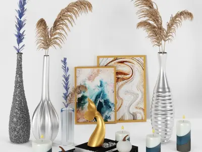 Decor Set No3 - by Clean Slate Scented Pillar Candle 3D model