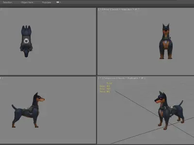 Cartoon Police Dog - Hunting Dog Low-poly 3D model