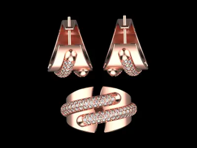 Ring and Earrings set 15143 3D print model