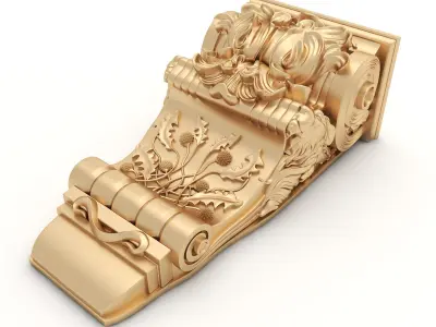 Corbel 4 golden scroll 3D model