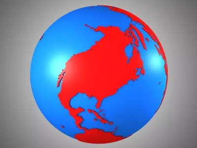 Solid Color Blue Red Globe 3D model