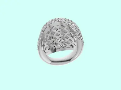 silver diamond ring  3D print model