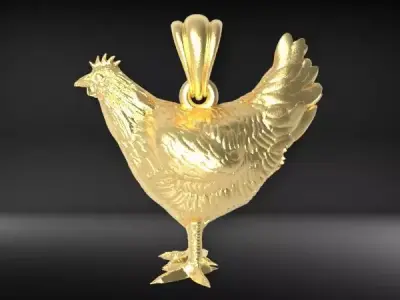 Hen Chicken Pendant 3D print model