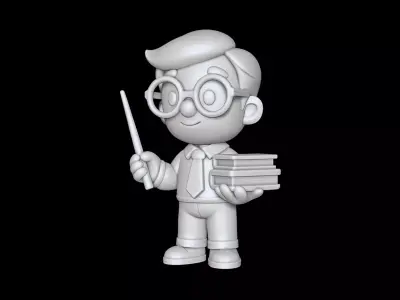 Teacher Cartoon Character 3D Model for Classroom Themes 3D print model