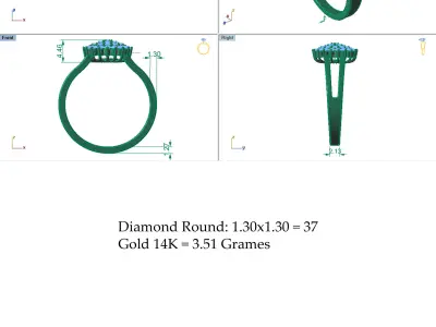 Flower Loose Stone Wedding Ring 3D print model