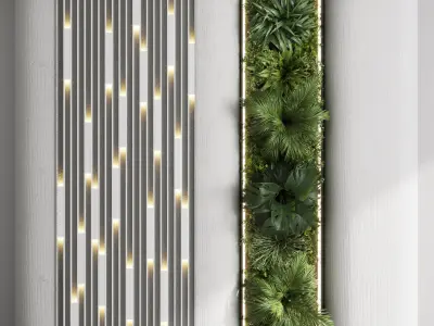 Vertical Wall Garden With concrete frame Low-poly 3D model