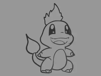 Charmander Wall Silhouette 01 3D print model