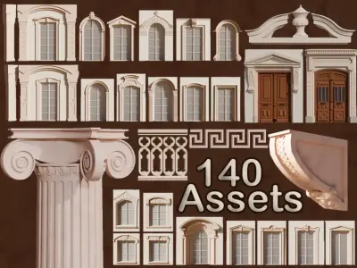 140 Classical European Architectural Asset pack Blender 3dsmax 3D model