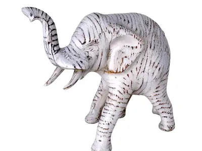 Antique Wooden Carved Elephant 3D model