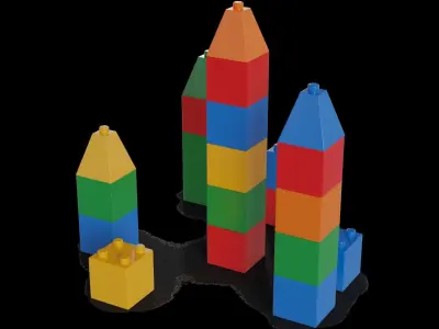 Cars and action games Building Blocks Low-poly 3D model get