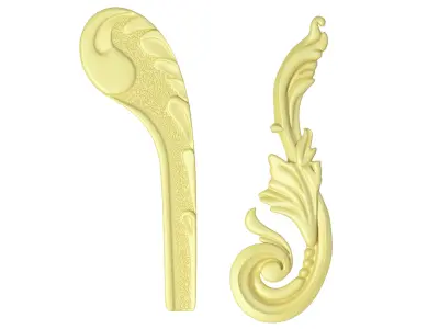 bas-relief two ornately carved pieces of jewelry 3D model