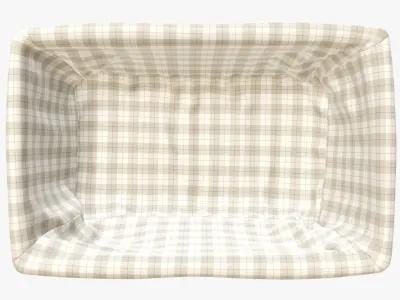 Wicker basket dark brown with fabric interior  3D model