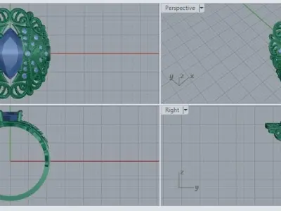 Female ring with marquise stone 3D print model