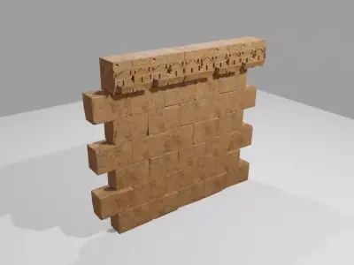 Ancient Temple Wall Modular Low-poly 3D model