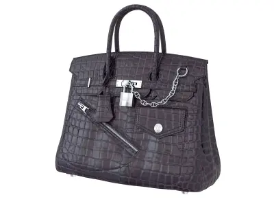 Hermes Birkin Rock Bag Purple Crocodile Low-poly 3D model