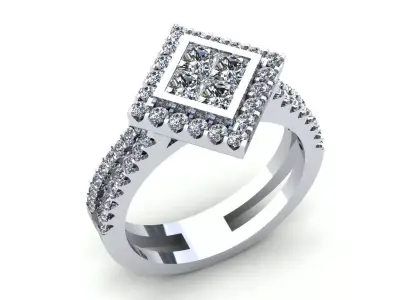 Pav Wedding Ring Sid Stone 3D print model