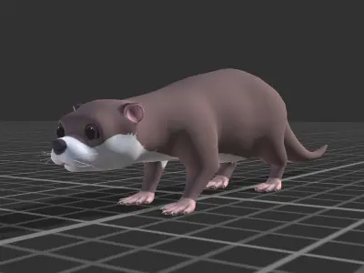 Cartoon Otter Low-poly 3D model