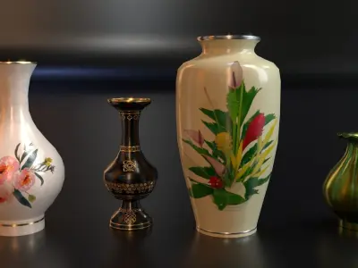 PBR Vintage Decor Vases Low-poly 3D model
