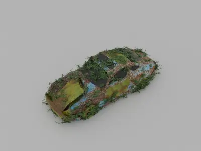 Damaged Rusty Car Low-poly 3D model