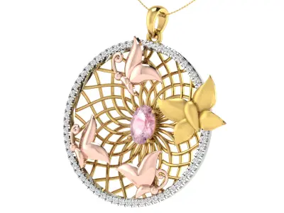 Solitaire Women Pendant 3dm STL OBJ FBX Renders Details 3D print model