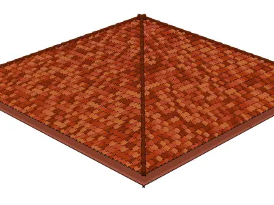 Hip roof with clay tile 2303 3D model