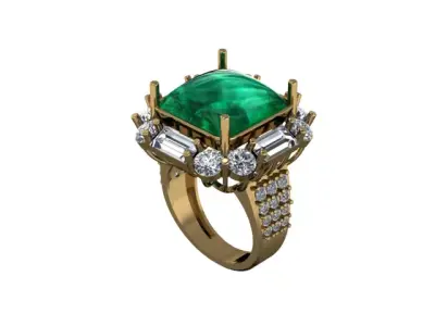 Emerald diamond cluster ring Free 3D print model