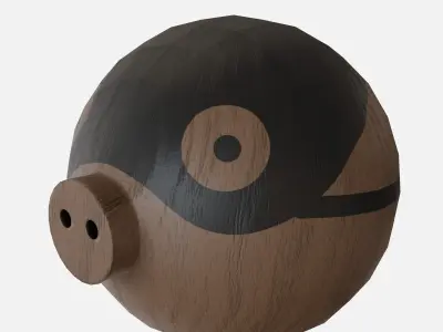Wood pig Low-poly 3D model