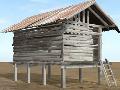  Old wooden house for the poor 3D model