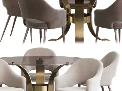 Deephouse  chair and Massimo Glass Top Dining Table 3D model