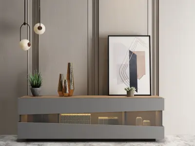 interior modern tv stand with glass doors 3D model