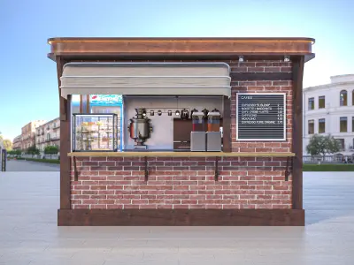 KIOSK STONE WALL 3D model