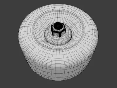 Skateboard Wheel and axle nut 3D model 3D model