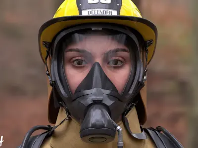 Mens ans Womens Firefighers and Rescuers 3D Model Collection