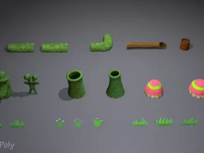 Stylized Nature Collection Low-poly 3D model
