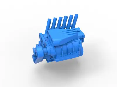 Supercharged straight-six engine Scale 1 to 25 3D print model
