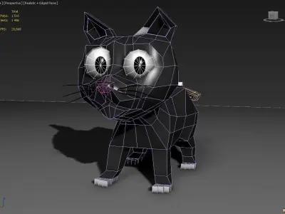Toon Kitty Moony Low-poly 3D model