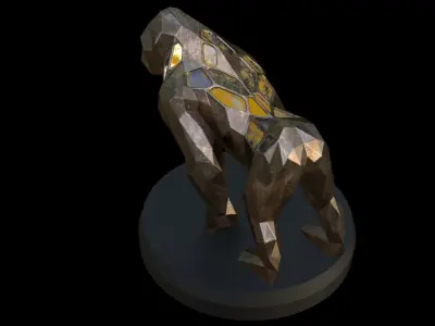  Steampunk Gorilla Pose Low-poly 3D model