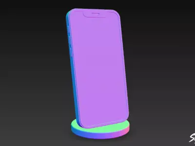Smartphone on Wireless Charger Low-poly 3D model