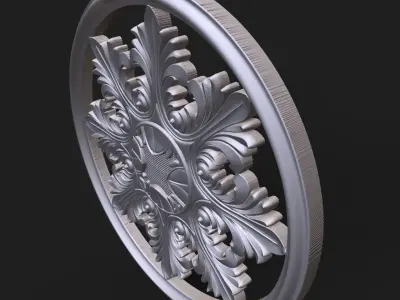 Carved Rosette decor element 01 3D print model