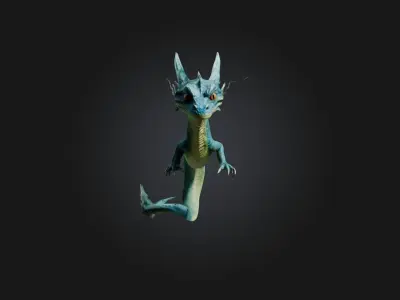 Realistic Water Dragon Model Low-poly 3D model