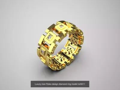 Men luxury rolex gold STL 3D ring collection 3D Model Pack