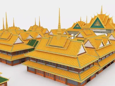 Thailand architecture Low-poly 3D model